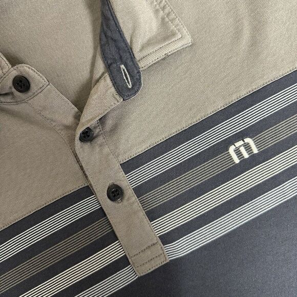 Travis Mathew‎ Polo Shirt Mens Large Blue Grey Golf Striped Short Sleeve Adult - Picture 9 of 9